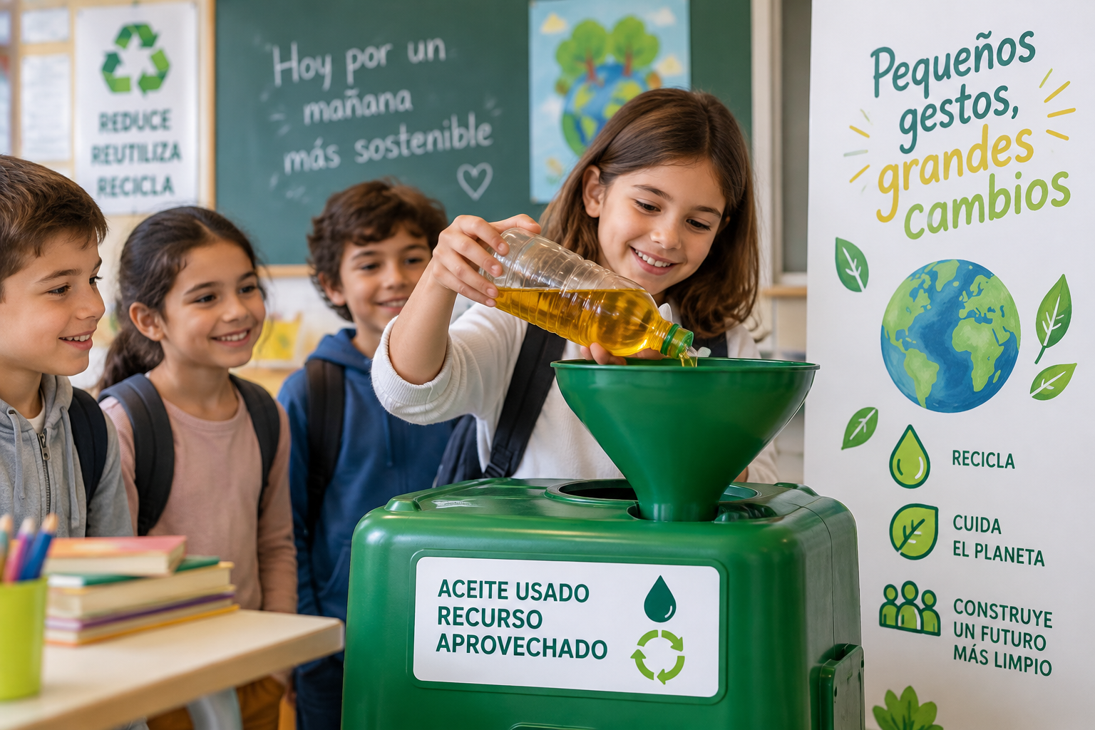 Tenerife amplía un proyecto educativo para fomentar el reciclaje del aceite usado de cocina